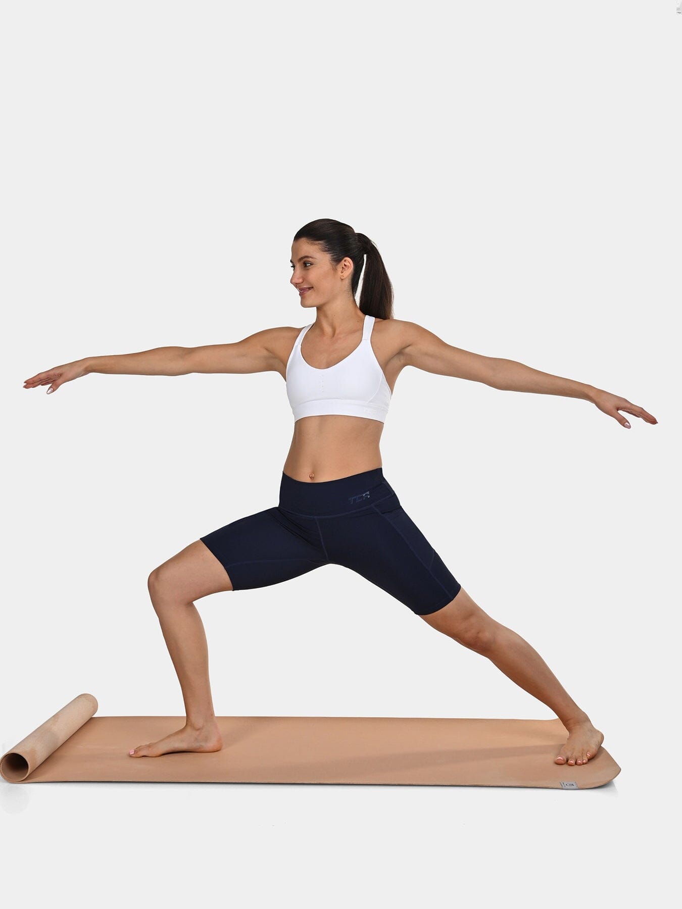 TCA Women's High Waisted Yoga Shorts ā Tummy Control Buttery Soft Biker Shorts with 2 Open Side Pockets for Running, Gym, and Workout