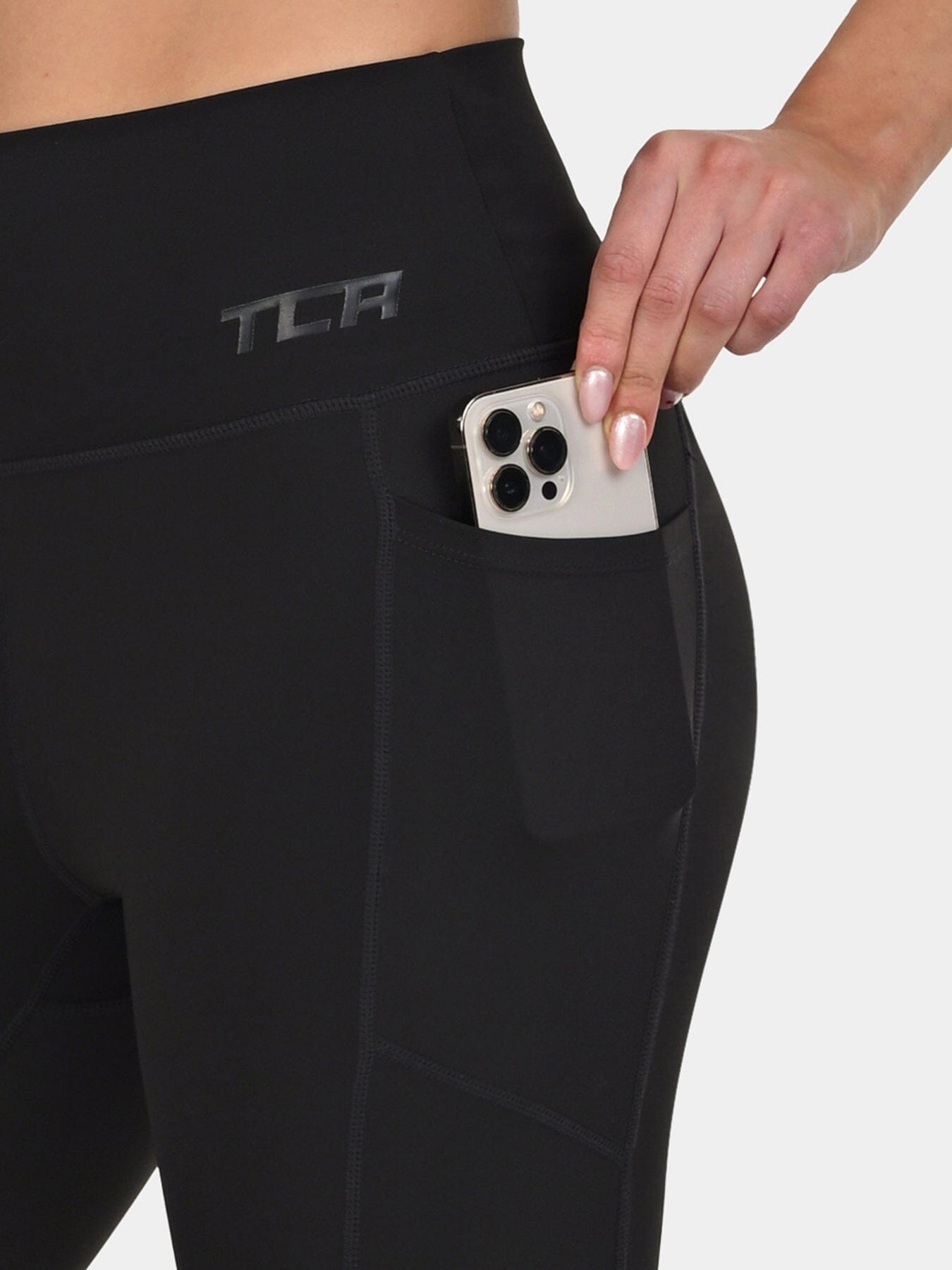 TCA Women's High Waisted 7/8 Leggings – Tummy Control Buttery Soft Leggings with 2 Open Side Pockets for Running, Gym, and Workout