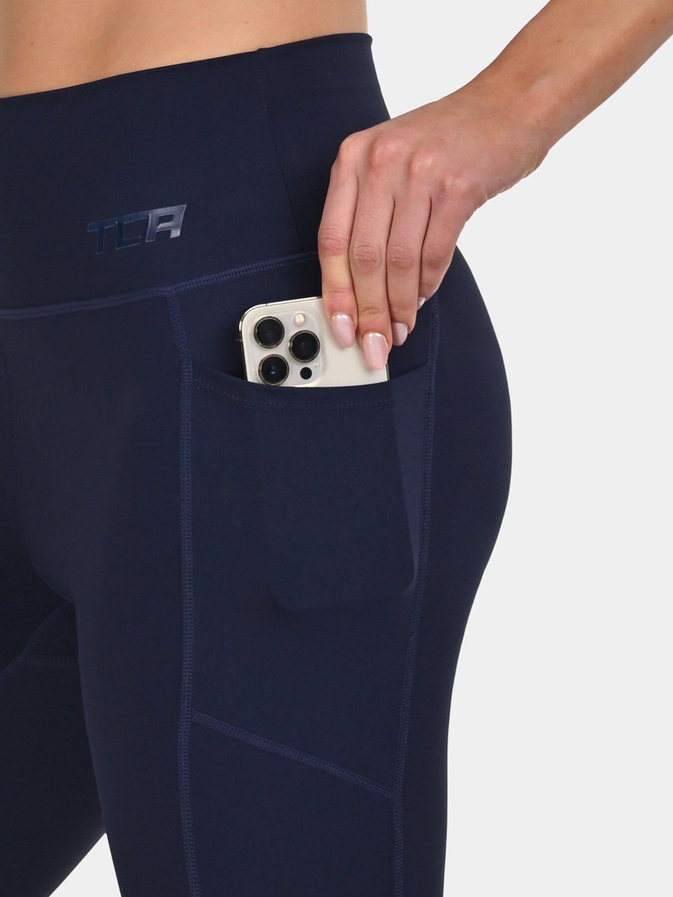 TCA Women's High Waisted 7/8 Leggings – Tummy Control Buttery Soft Leggings with 2 Open Side Pockets for Running, Gym, and Workout