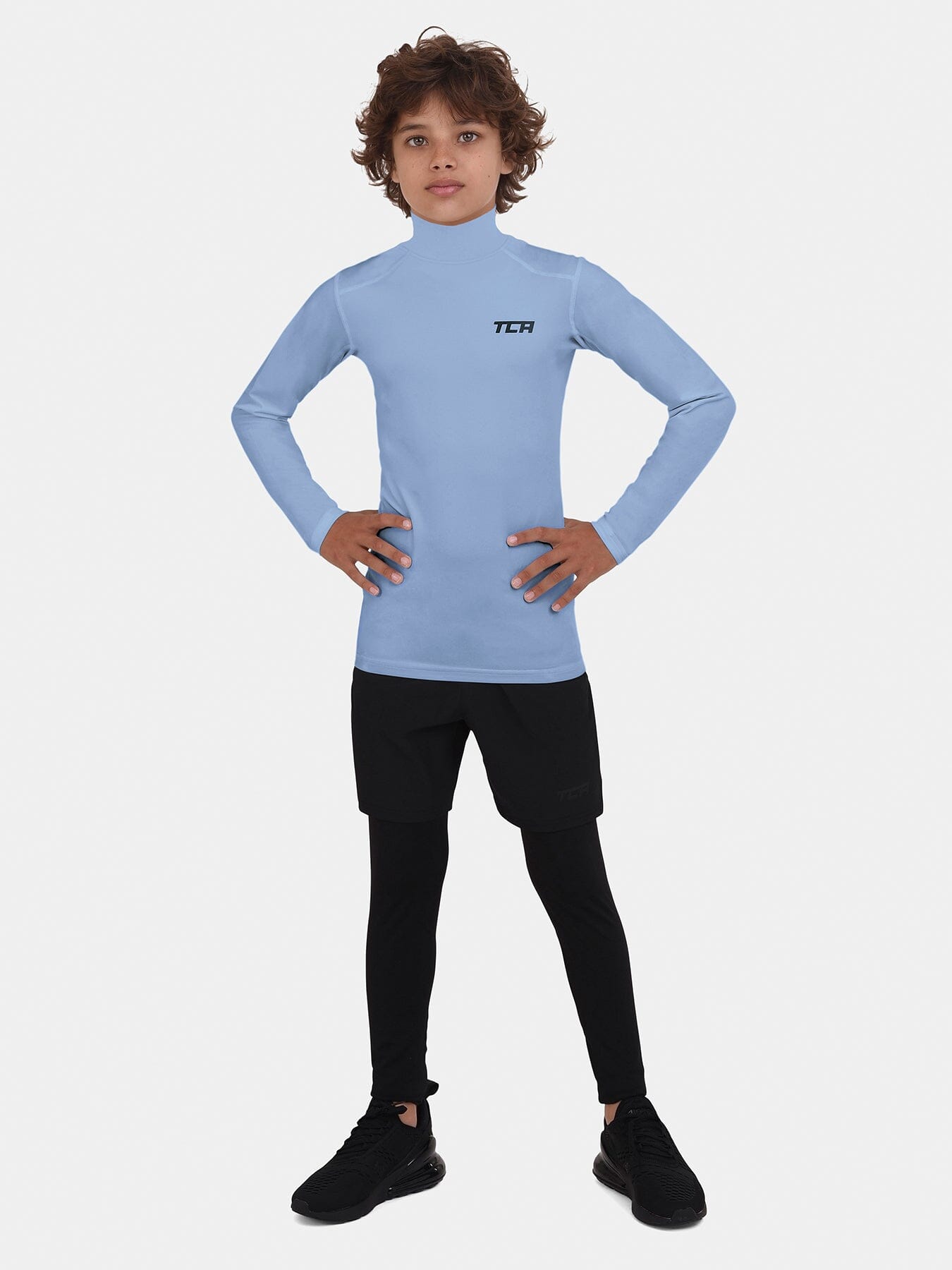 Men's Compression Base Layer Top - Long Sleeve, Mock Neck, Firm Compression For Running & Gym