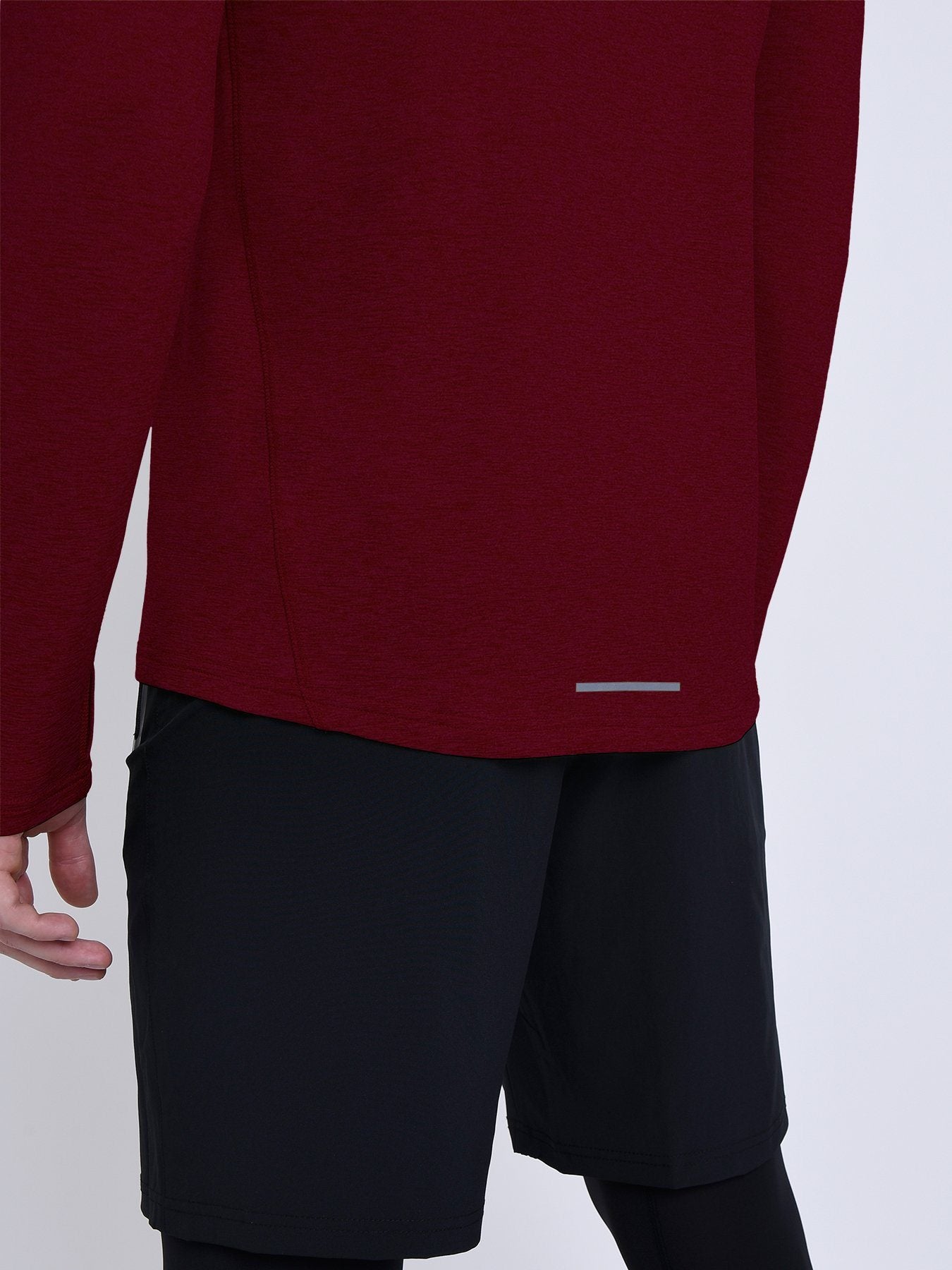 Warm-Up Thermal Long Sleeve Funnel Neck Top For Men With Brushed Inner Fabric, Thumbholes & Reflective Strips