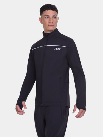 Thermal Cycling Jacket For Men With Thumbholes, Reflective Strips, Brushed Inner Fabric, Side & Internal Zip Pockets