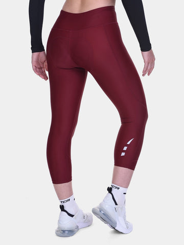 Padded Capri Cycling Leggings For Women With Reflective Strips & Side Pocket
