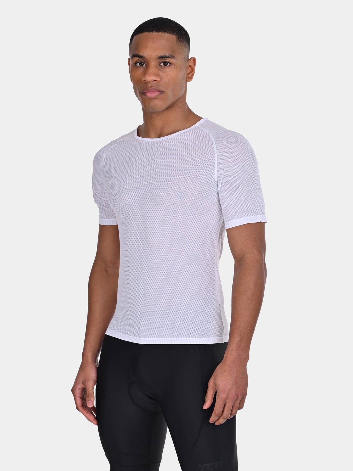 TCA Men's Short Sleeve Cycling Base Layer Shirt - Men’s Summer Cycling Mesh Top - Lightweight Breathable Base Layer Biking Shirt for Jersey Jacket - Windproof Quickdry Athletic Fit