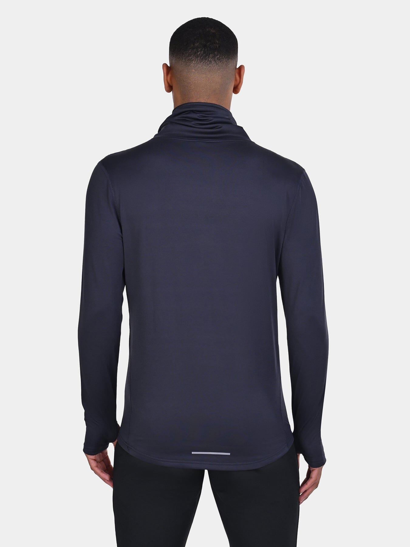 Warm-Up Thermal Long Sleeve Funnel Neck Top For Men With Brushed Inner Fabric, Thumbholes & Reflective Strips