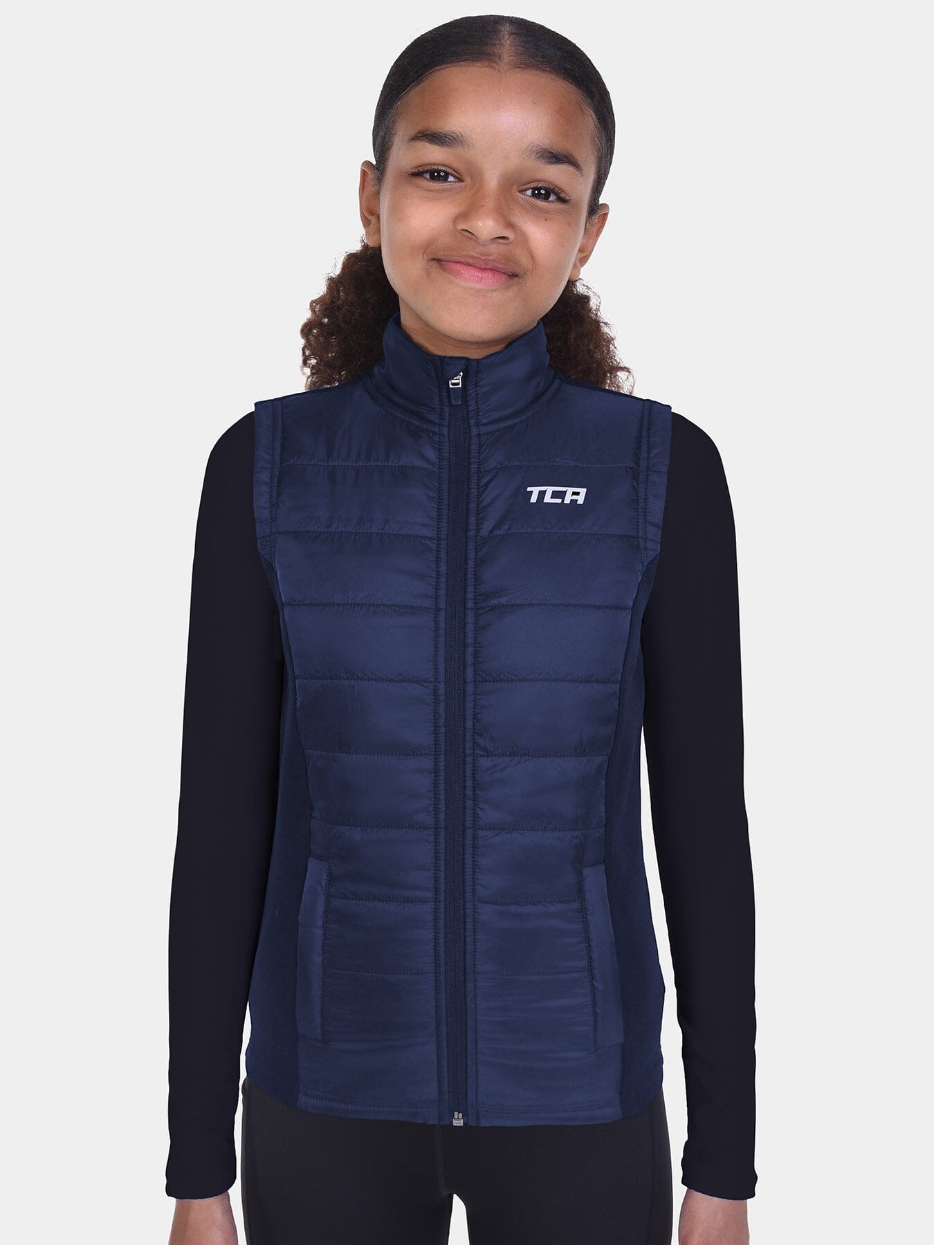 Excel Padded Running Gilet For Girls With Zip Pockets & Reflective Strips