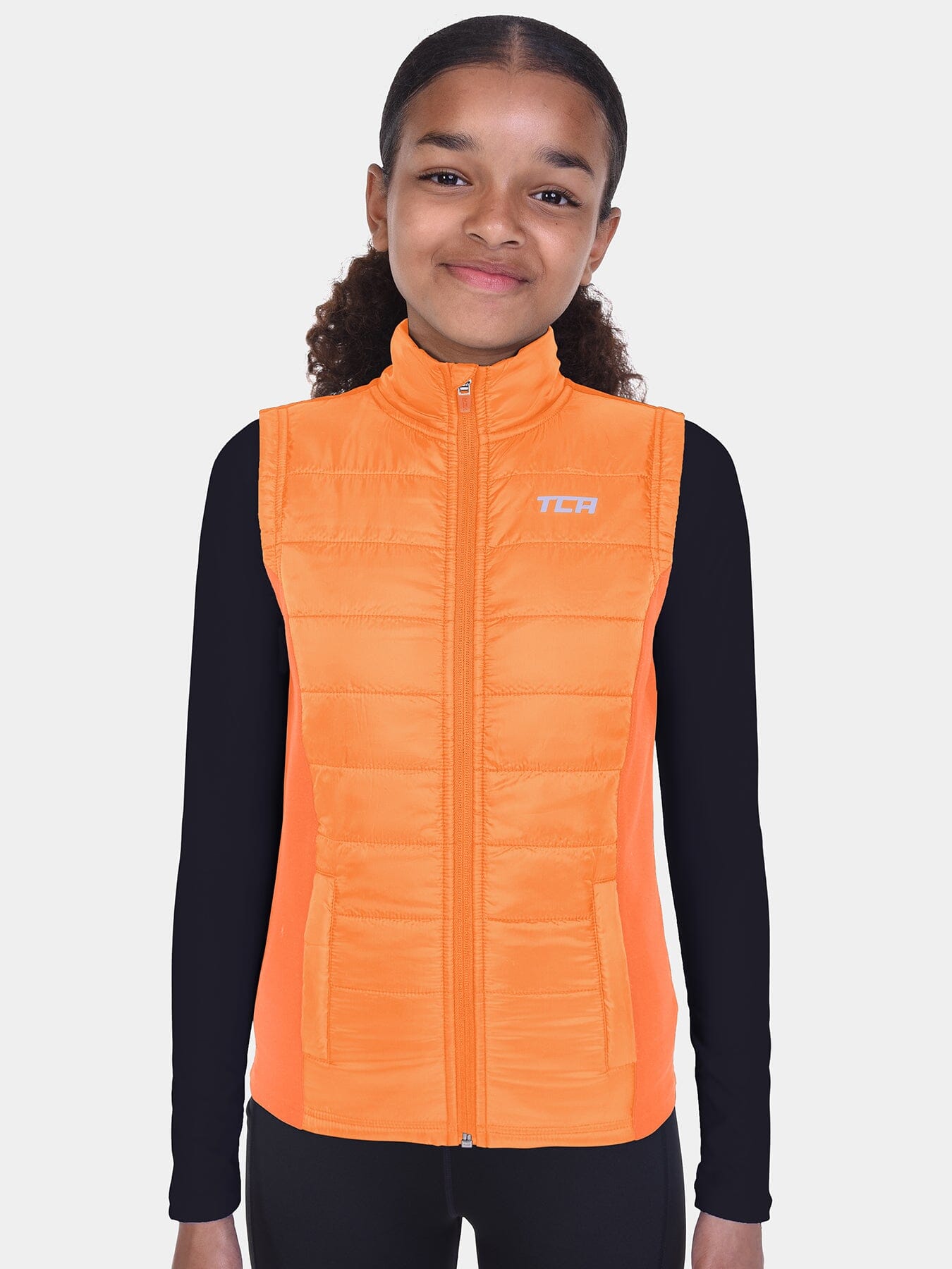 Excel Padded Running Gilet For Girls With Zip Pockets & Reflective Strips