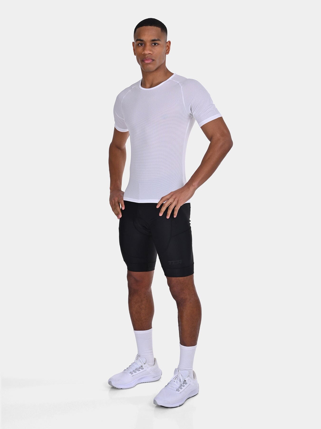 TCA Men's Short Sleeve Cycling Base Layer Shirt - Men’s Summer Cycling Mesh Top - Lightweight Breathable Base Layer Biking Shirt for Jersey Jacket - Windproof Quickdry Athletic Fit