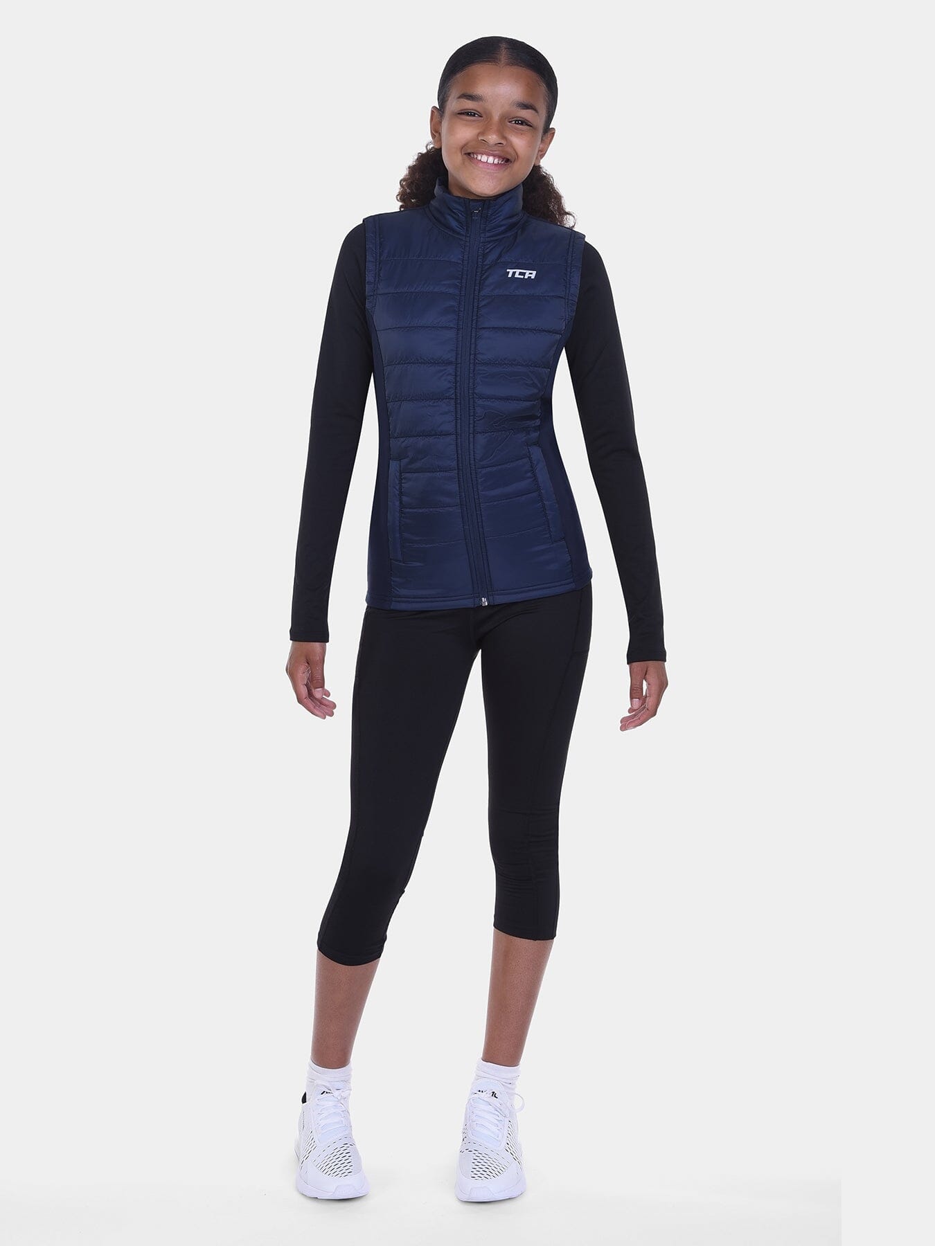 Excel Padded Running Gilet For Girls With Zip Pockets & Reflective Strips