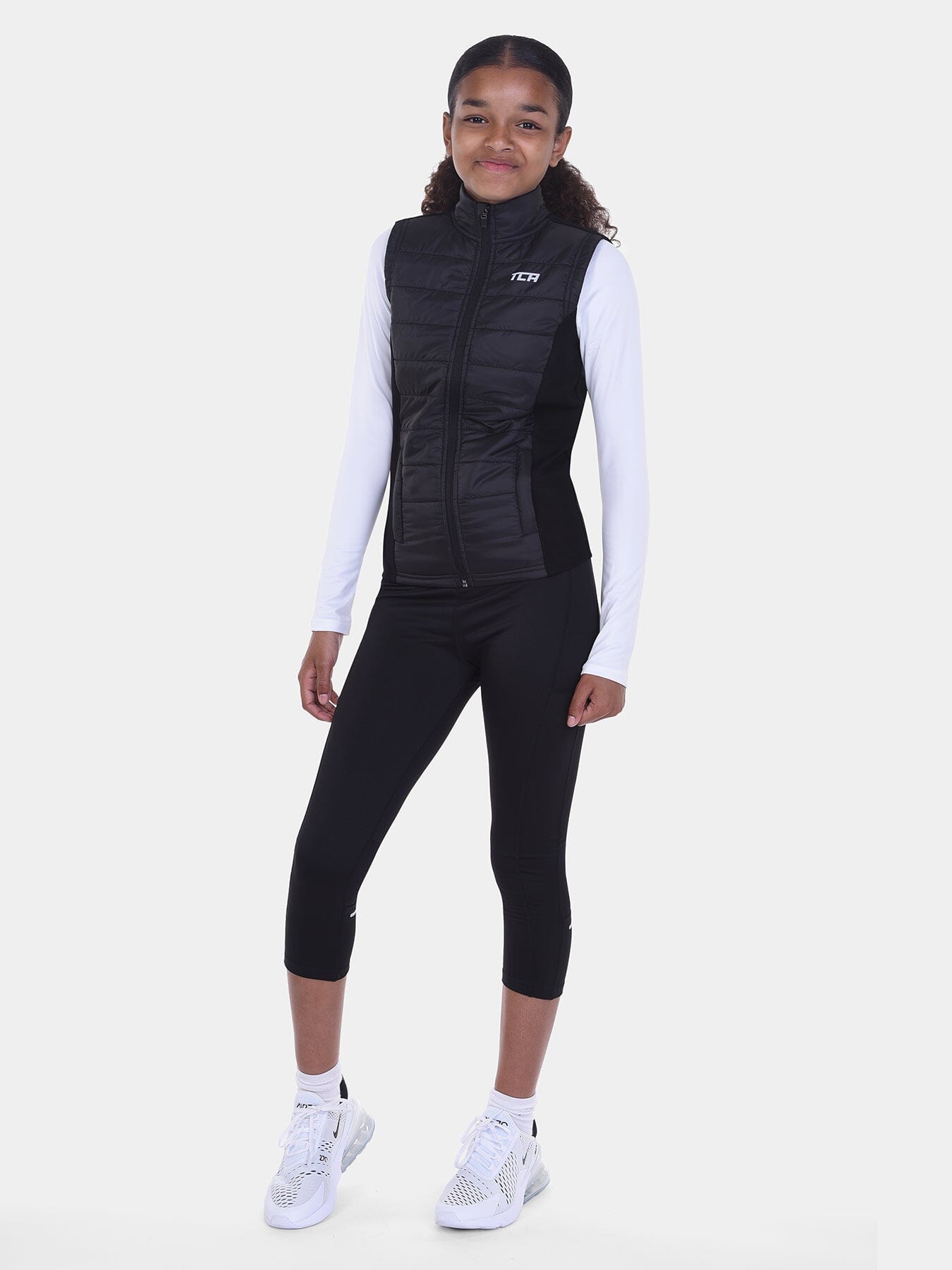 Excel Padded Running Gilet For Girls With Zip Pockets & Reflective Strips