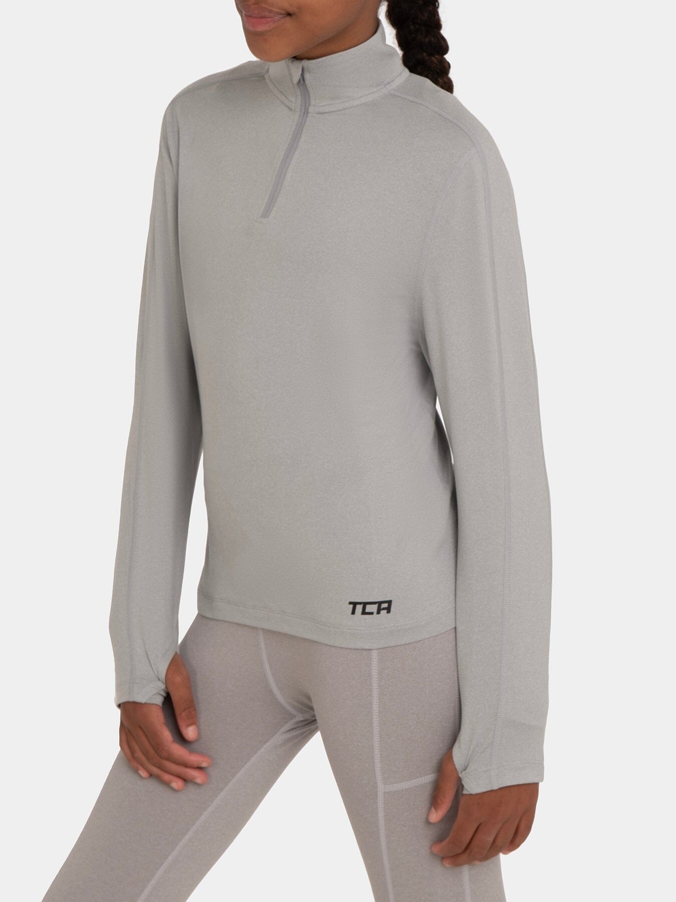 Fusion Half Zip Running Top For Girls With Thumbholes & Back Zip Pocket