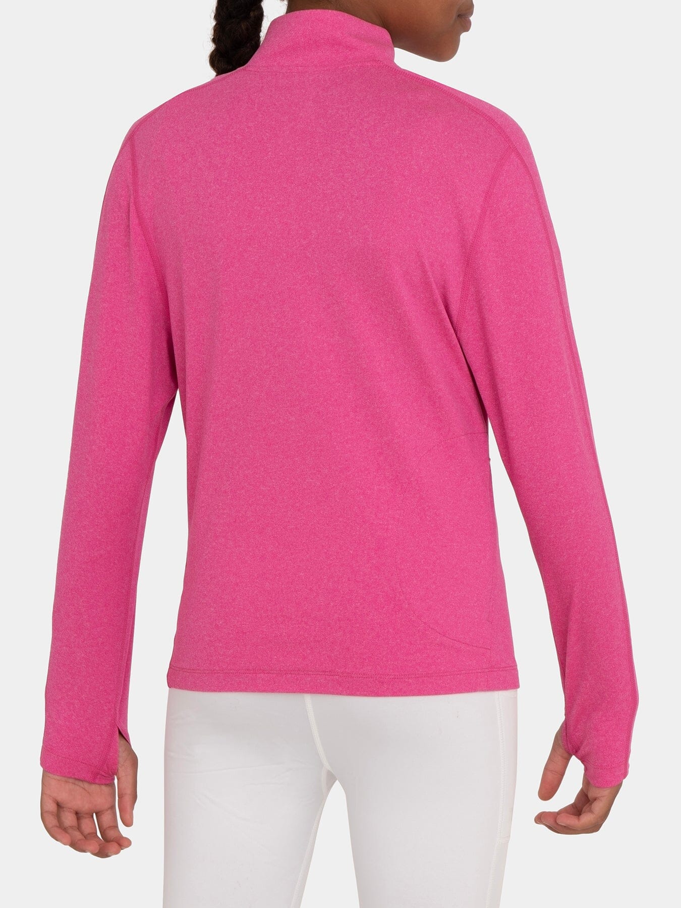 Fusion Half Zip Running Top For Girls With Thumbholes & Back Zip Pocket