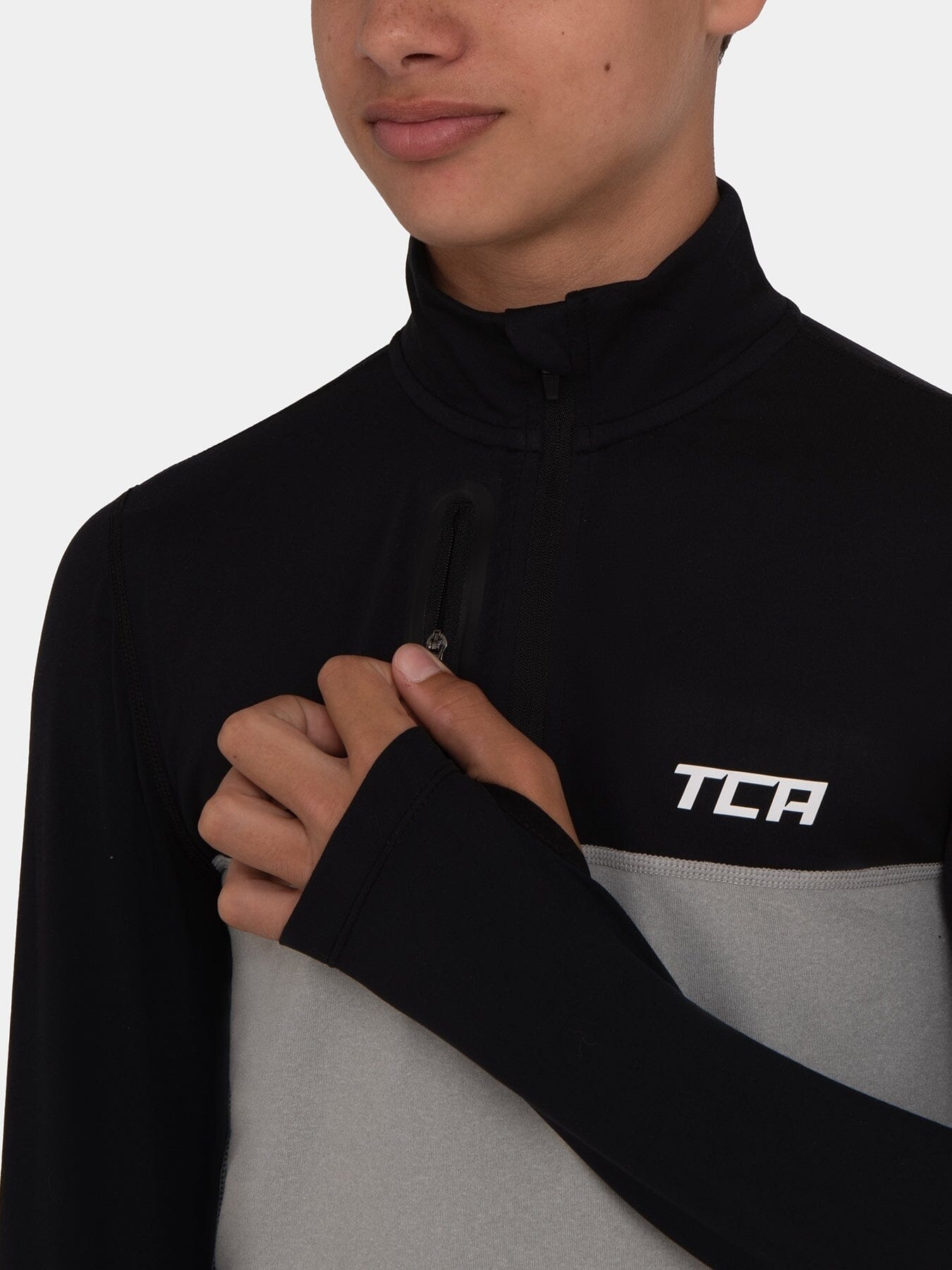 Fusion Half Zip Running Top For Boys with Thumbholes & Chest Zip Pocket