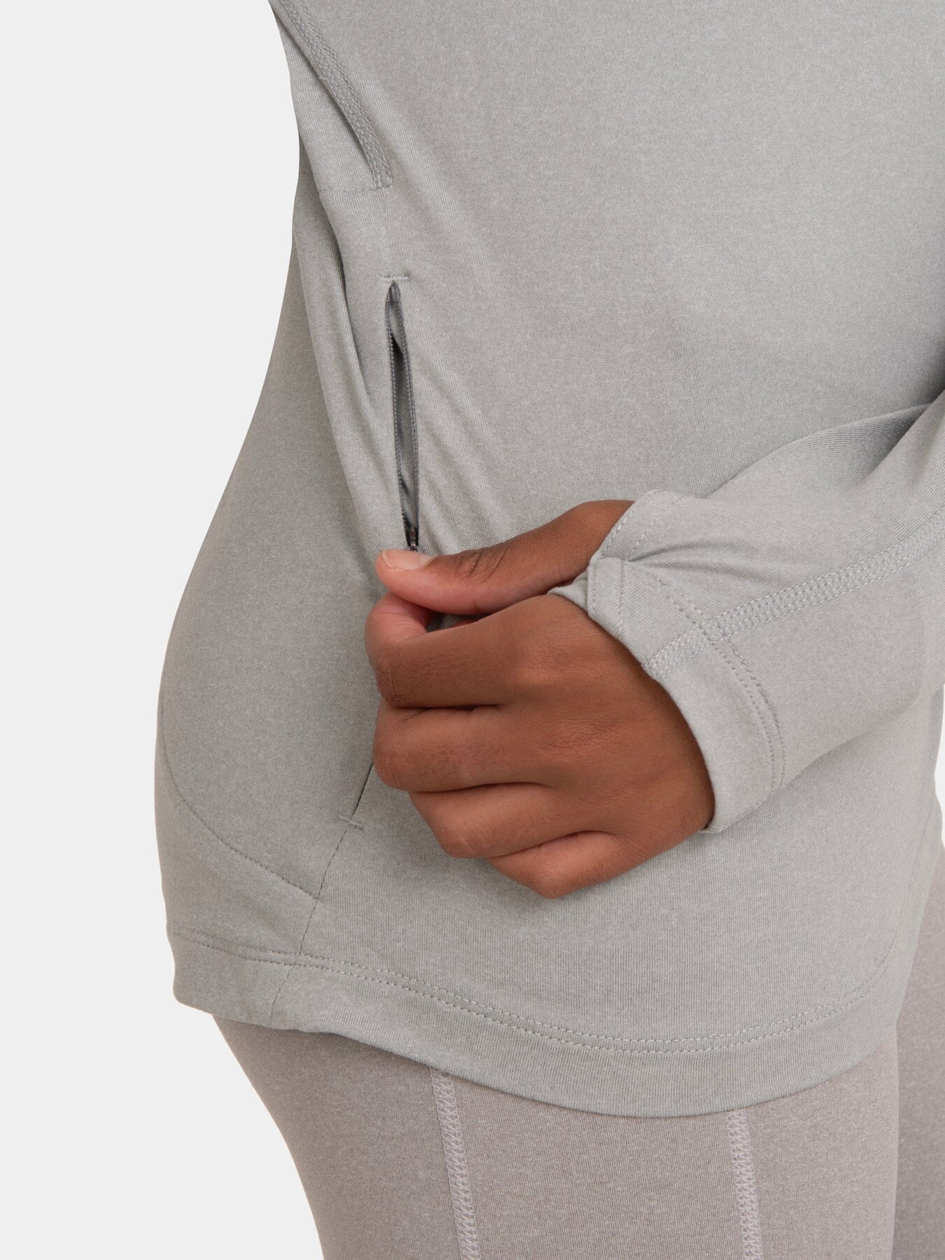 Fusion Half Zip Running Top For Girls With Thumbholes & Back Zip Pocket