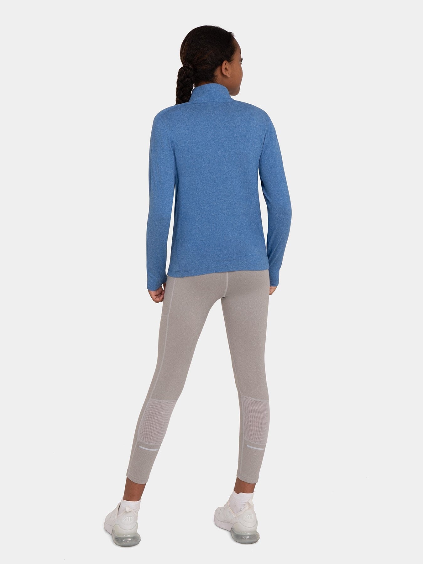 Fusion Half Zip Running Top For Girls With Thumbholes & Back Zip Pocket