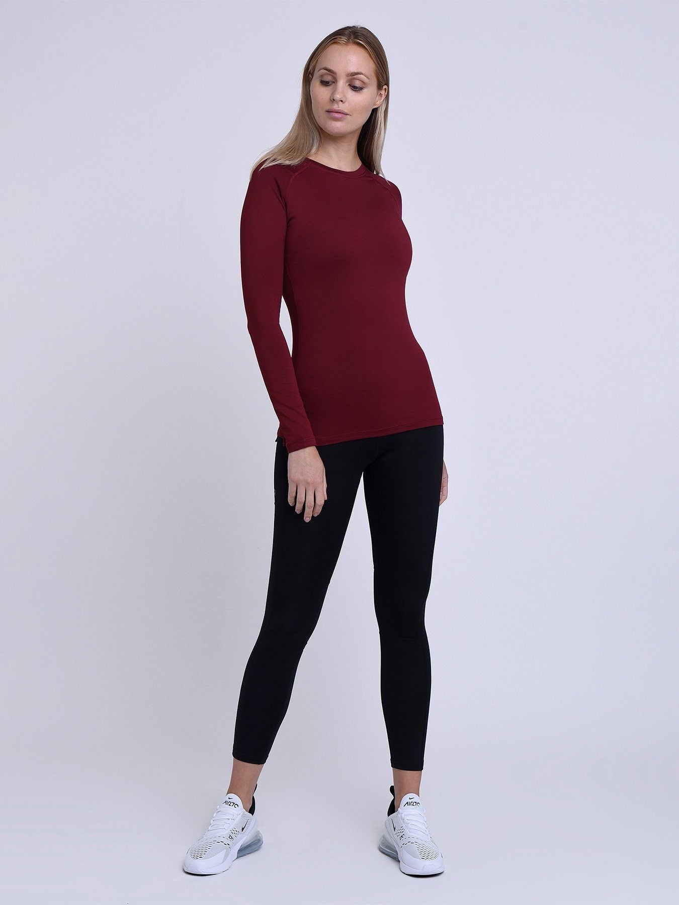 Women's SuperThermal Long Sleeve Compression Running Topp - Cabernet