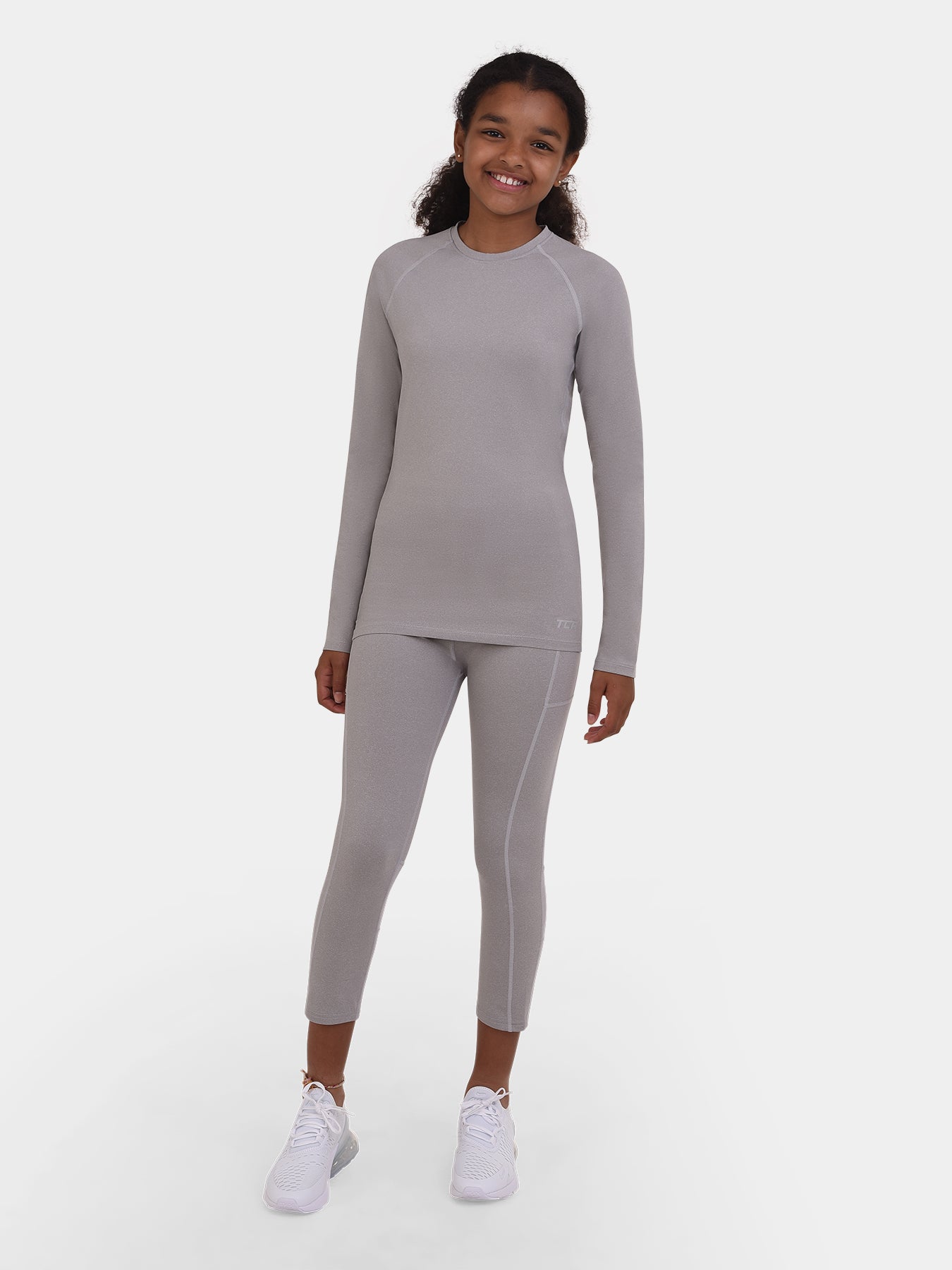 SuperThermal Long Sleeve Compression Base Layer Crew Neck Top for Girls With Brushed Inner Fabric