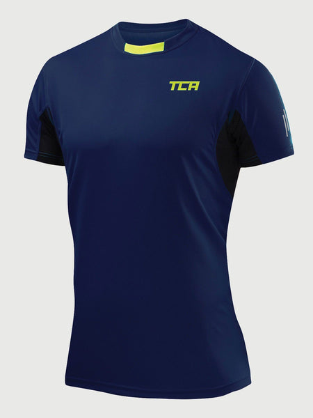 TCA Men's & Boys' Pro Performance Compression Base Layer Short Sleeve  Thermal Top Navy Eclipse 12-14 Years