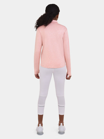 Warm-Up Thermal Long Sleeve Funnel Neck Top For Girls With Brushed Inner Fabric, Thumbholes & Reflective Strips