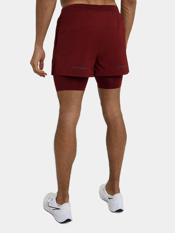 Flyweight 2-in-1 Running Short For Men With Side & Back Zip Pockets & Internal Compression Lining With Pocket