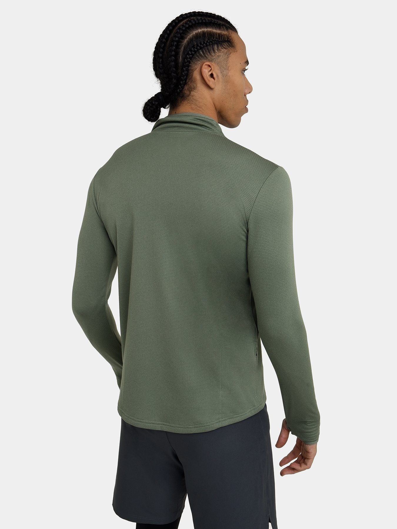 Men's Cloud Fleece 1/4 Zip Long Sleeve Running Top - Army | TCA