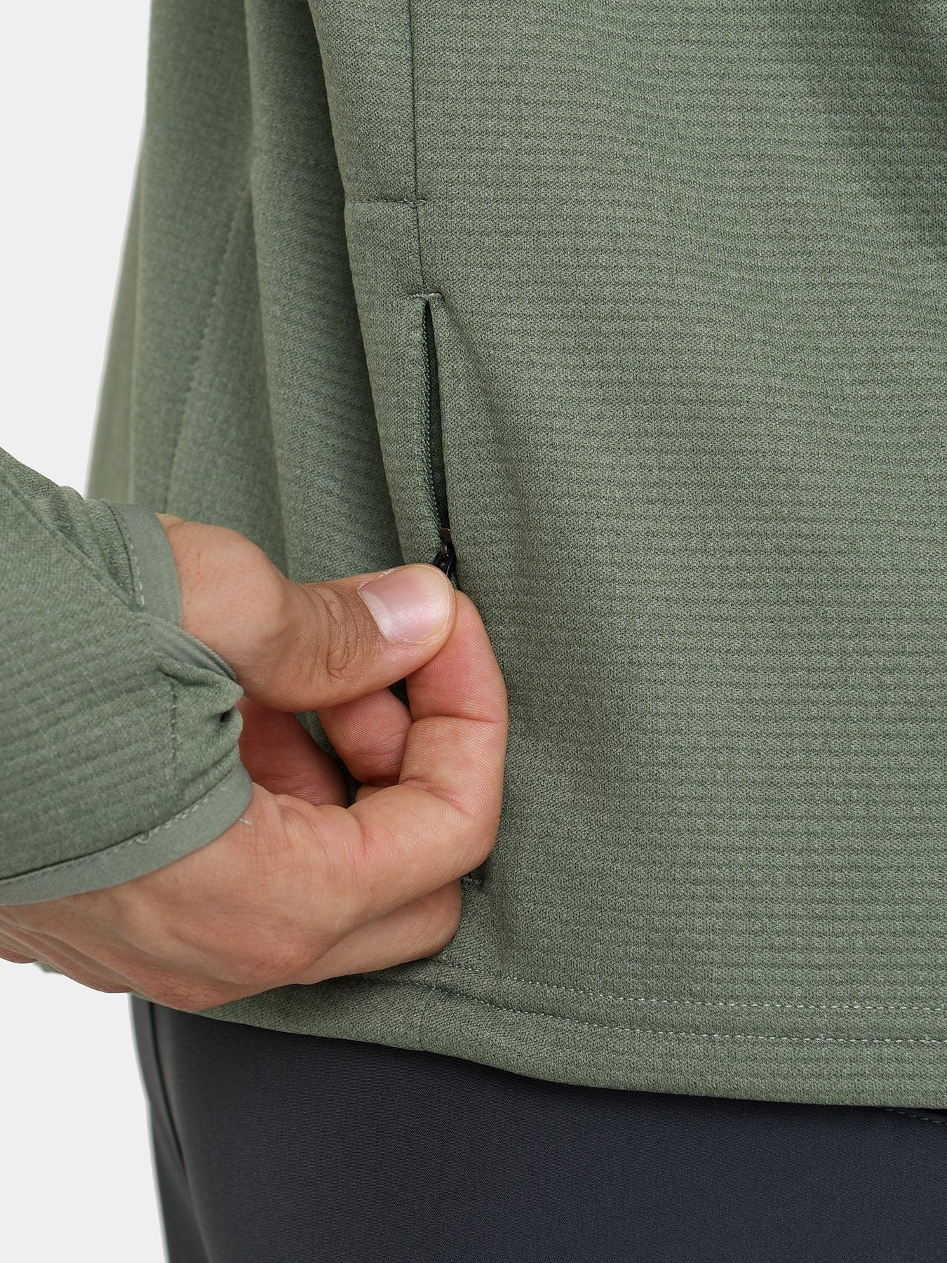 Cloud Fleece Quarter Zip Running Top For Men With Thumbholes & Side Zip Pocket