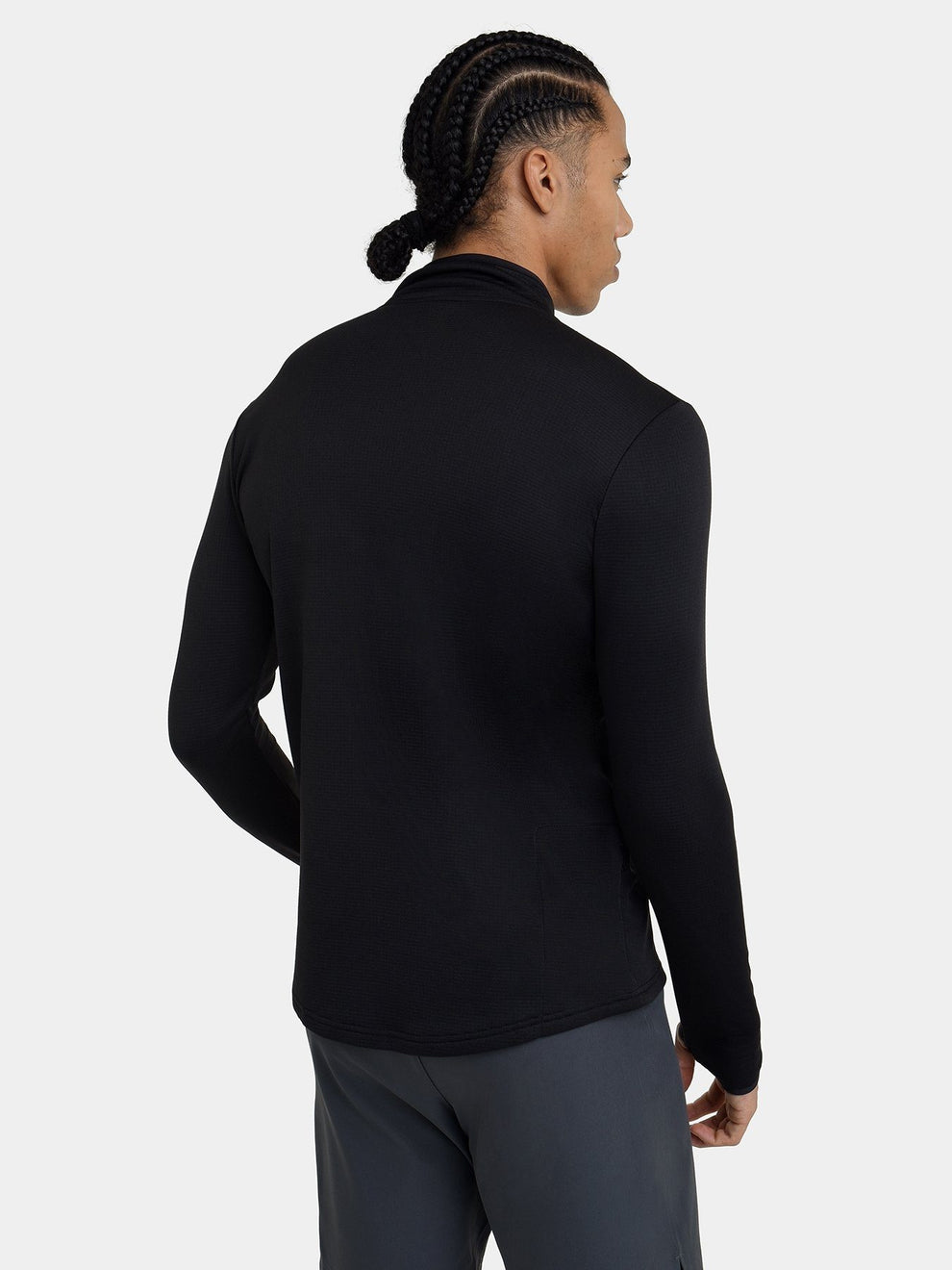 Men's Cloud Fleece 1/4 Zip Long Sleeve Running Top - Black | TCA