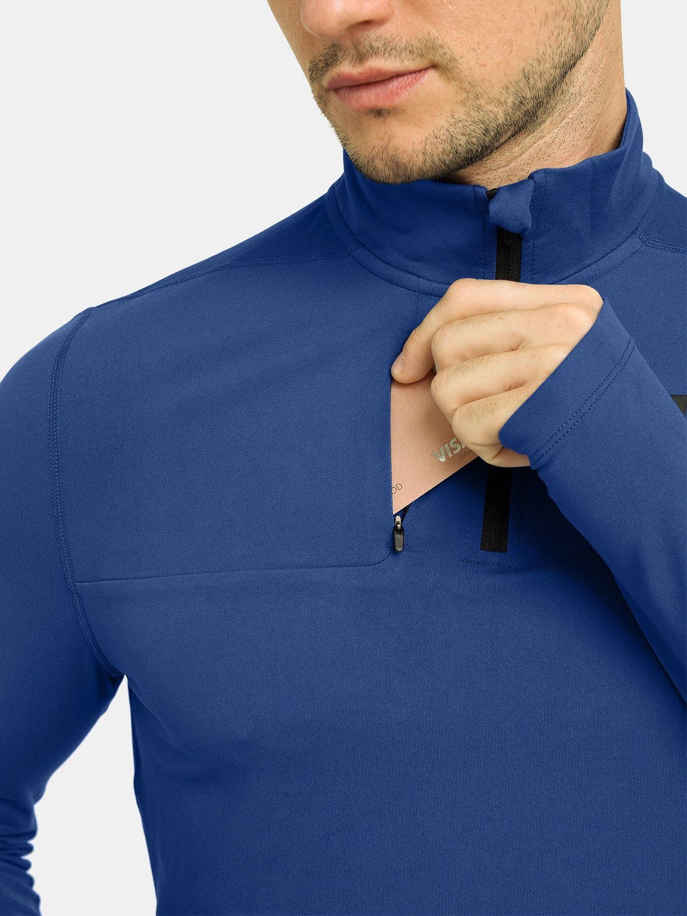 Fusion Half Zip Running Top For Men With Thumbholes & Chest Zip Pocket