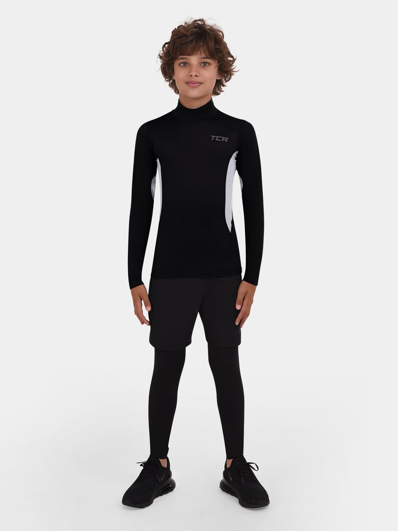 SuperThermal Compression Base Layer Long Sleeve Mock Neck For Boys With Brushed Inner Fabric