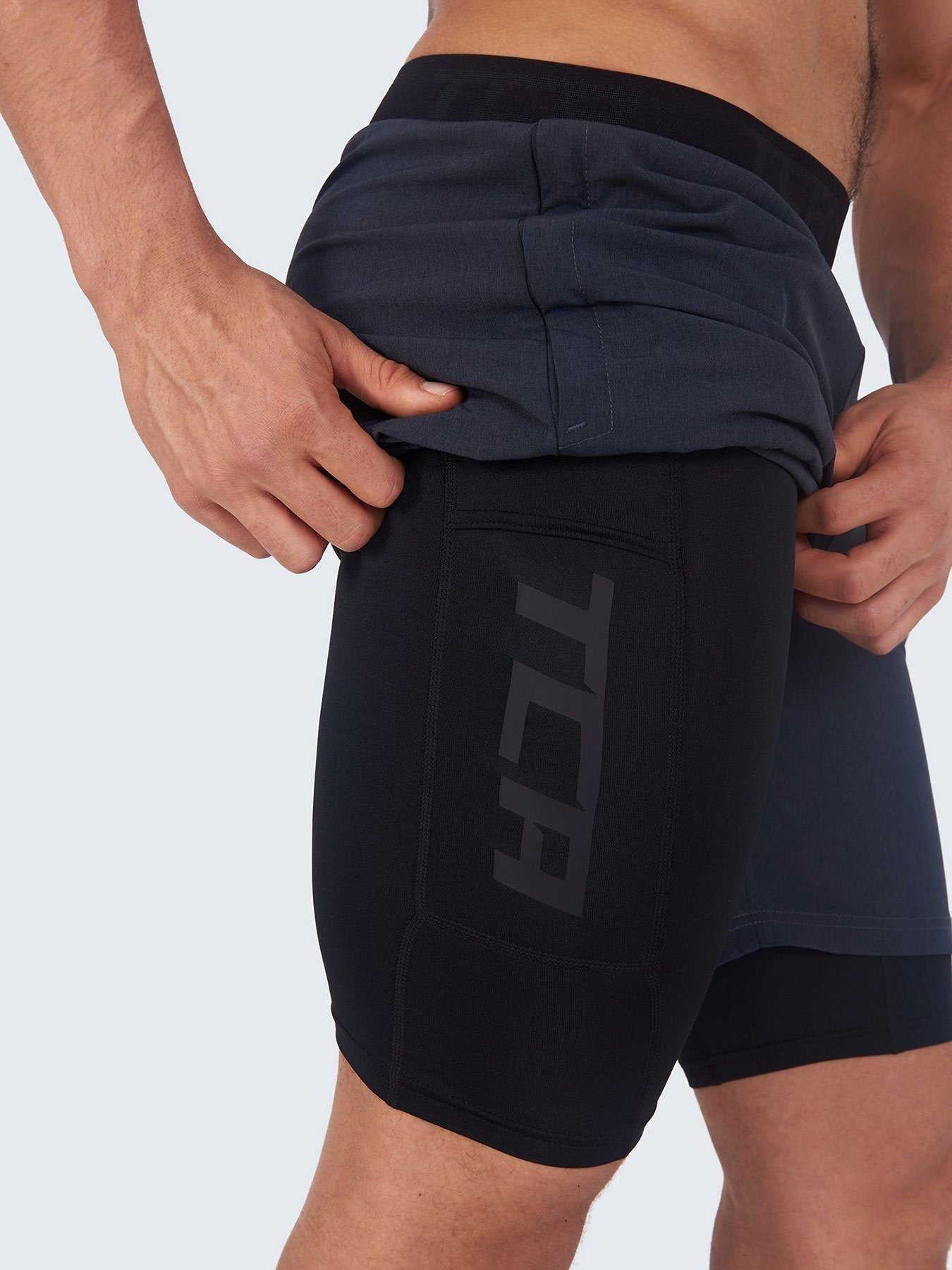 Utility 2-in-1 Running Short For Men With Side Zip Pockets, Internal Compression Lining With Pocket & Elastic Waistband