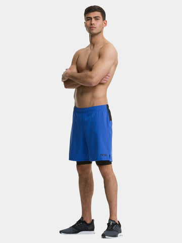 TCA Ultra Men's 2 in 1 Compression Shorts - Cobalt Blue / Black
