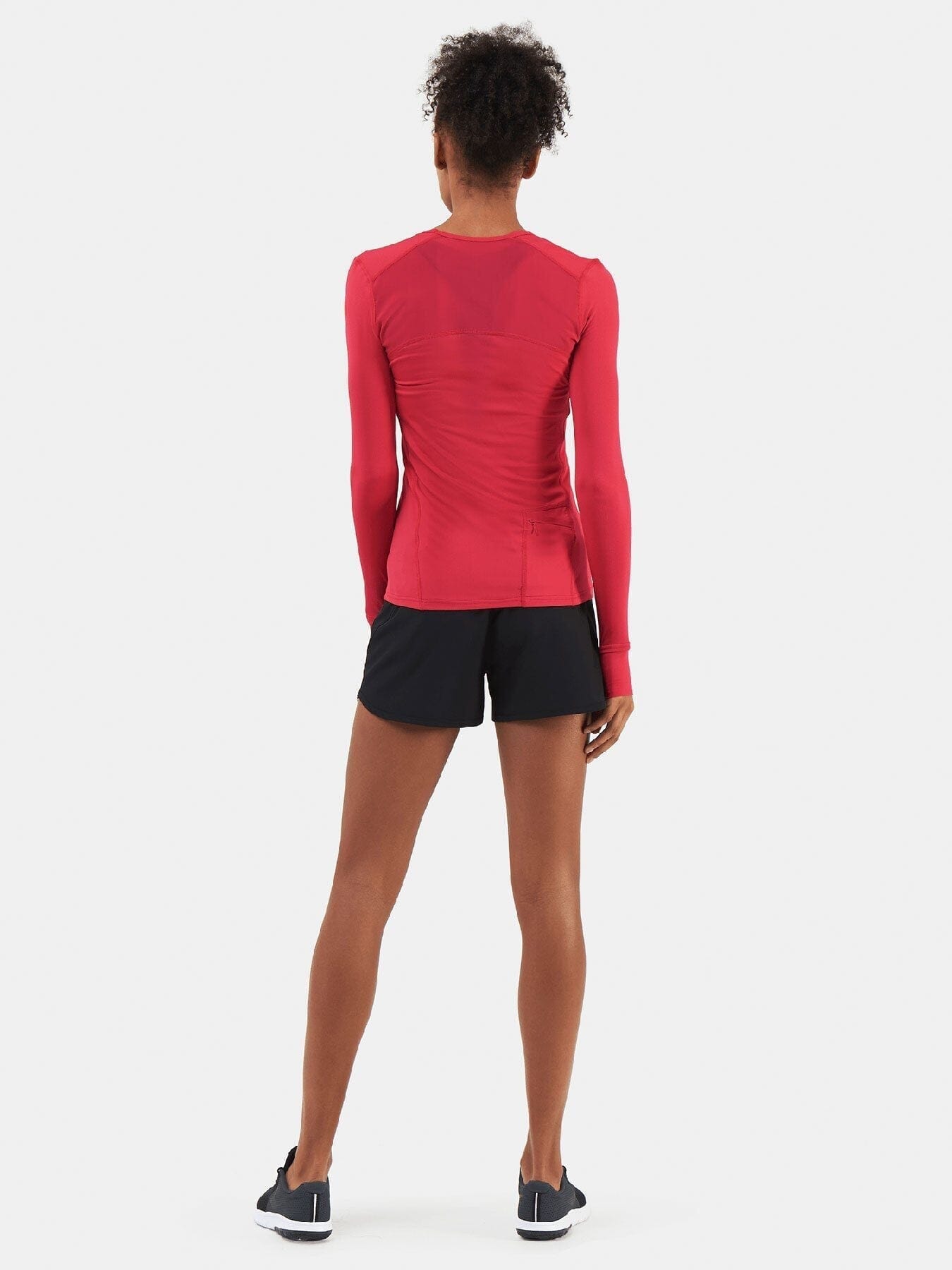 Stamina Long Sleeve Crew Neck Running Top For Women With Thumbholes & Back Zip Pocket