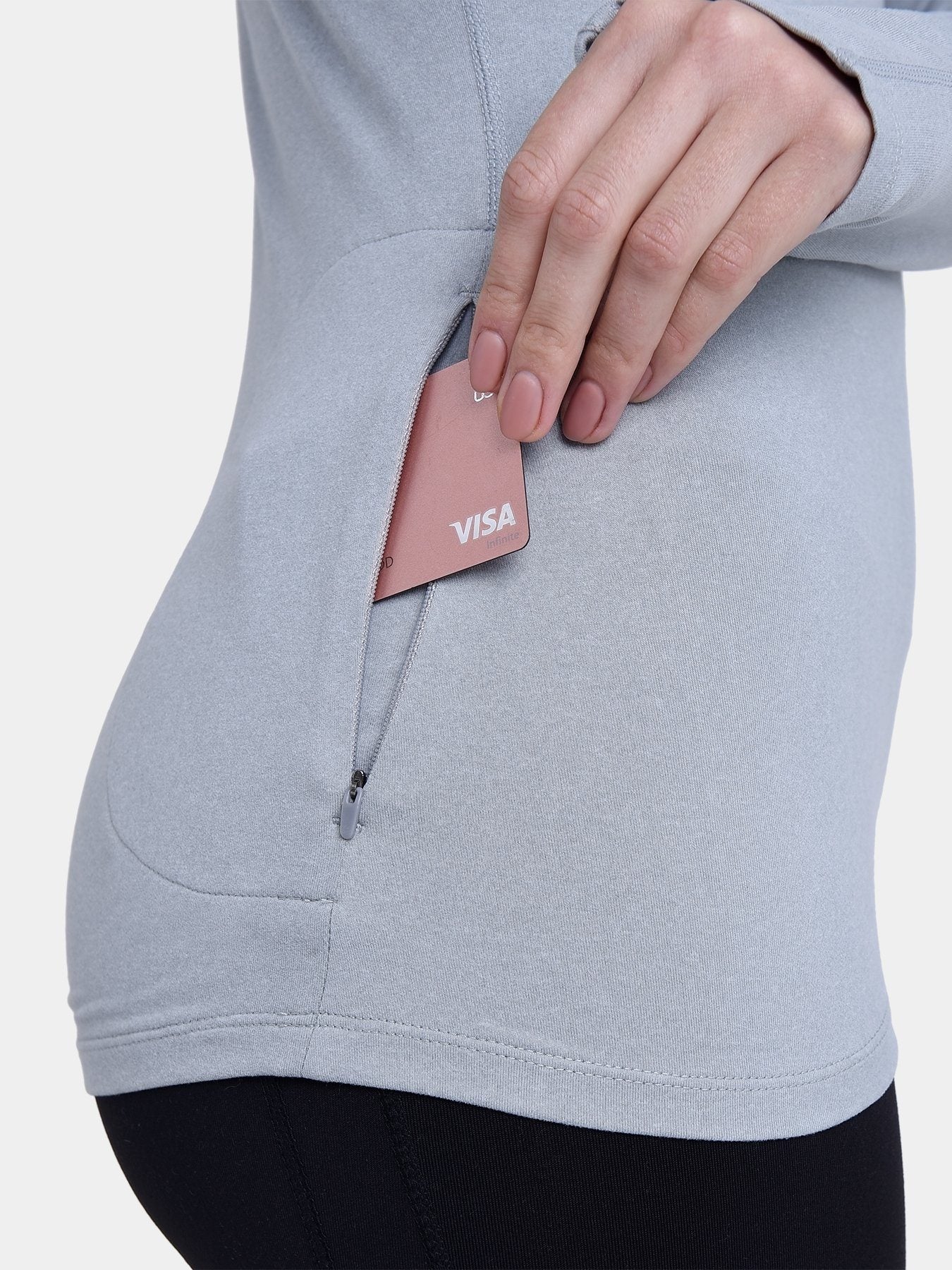 Fusion Half Zip Running Top For Women With Thumbholes & Back Zip Pocket