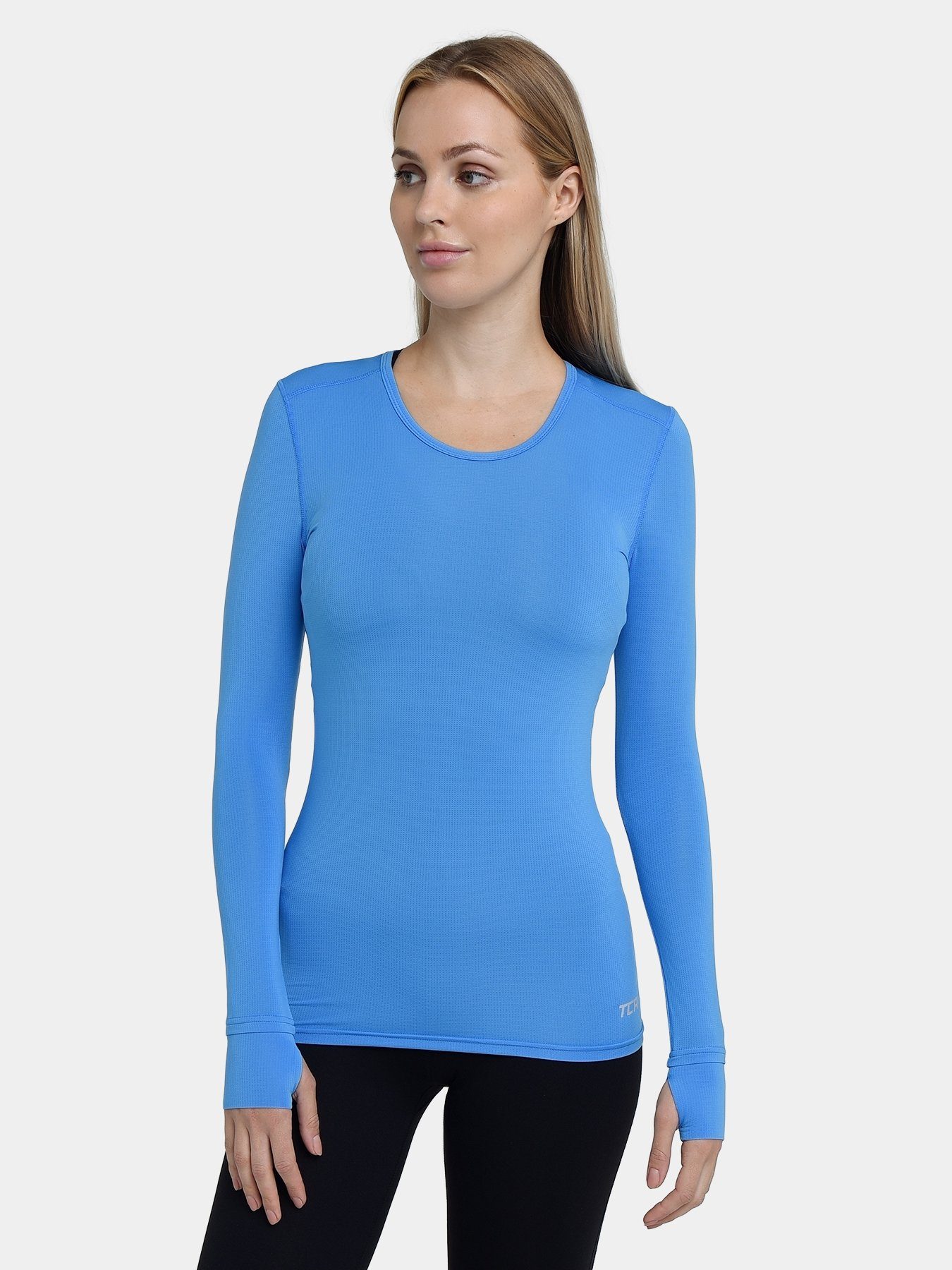 Women's Stamina Long Sleeve Running Top with Zip Pocket - Blue