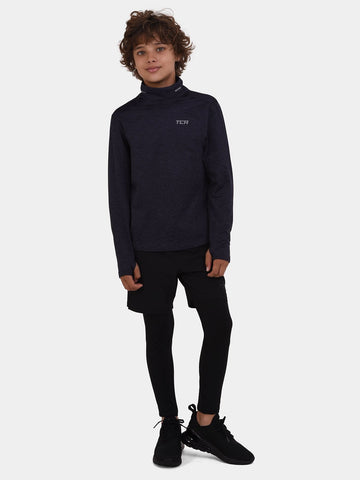 Warm-Up Long Sleeve Funnel Neck Top For Boys With Thumbholes & Reflective Strips