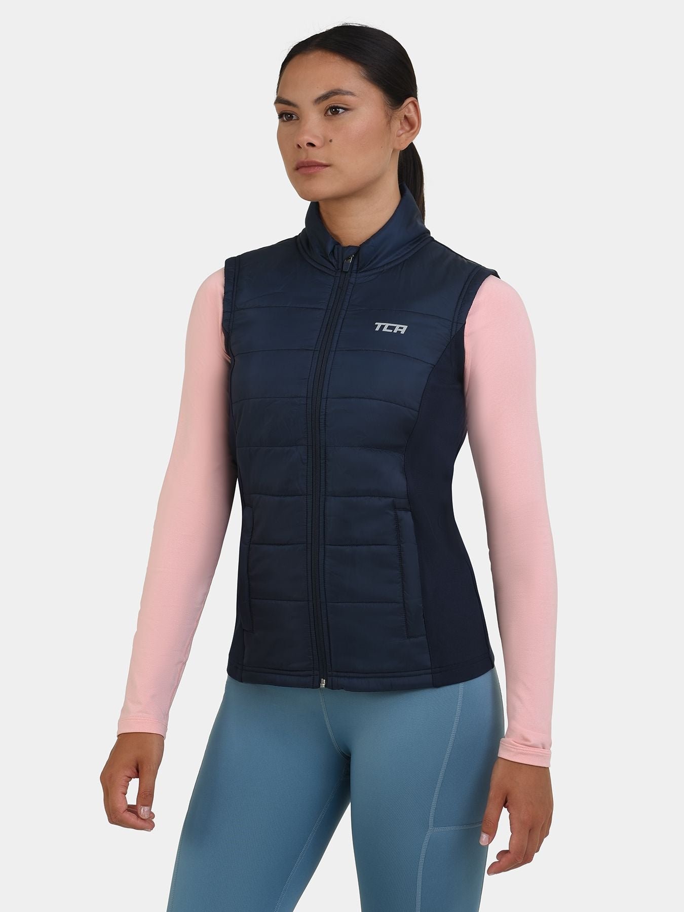 Excel Padded Running Gilet For Women With Zip Pockets & Reflective Strips